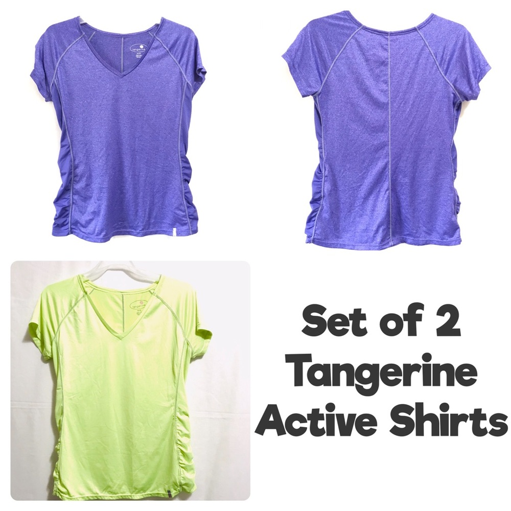 🍍3/$22 TWO TANGERINE active shirts mesh sides